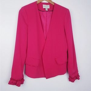 Adrienne Vittadini | Ruffle Blazer Jacket Pink M
